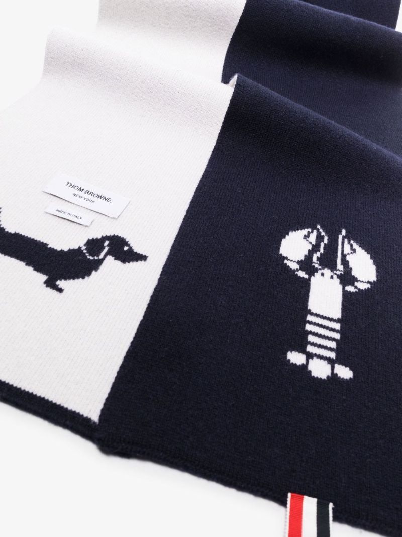 Blue Intarsia Wool Scarf
