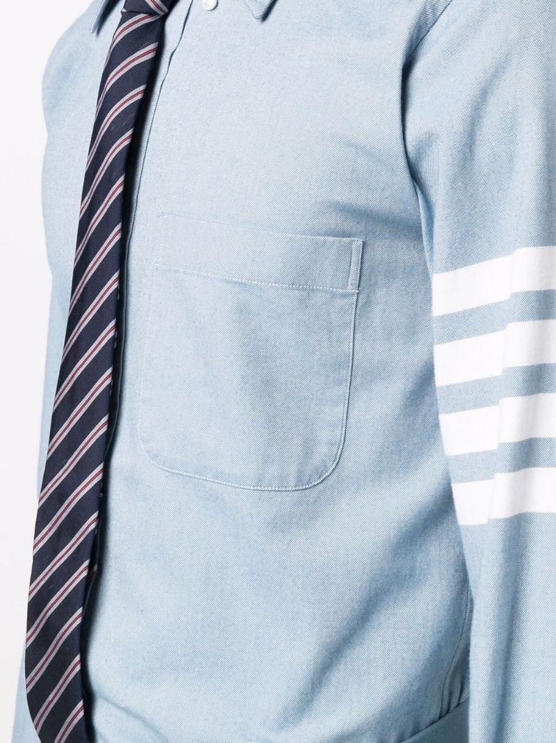 Blue 4-bar Stripe Cotton Shirt