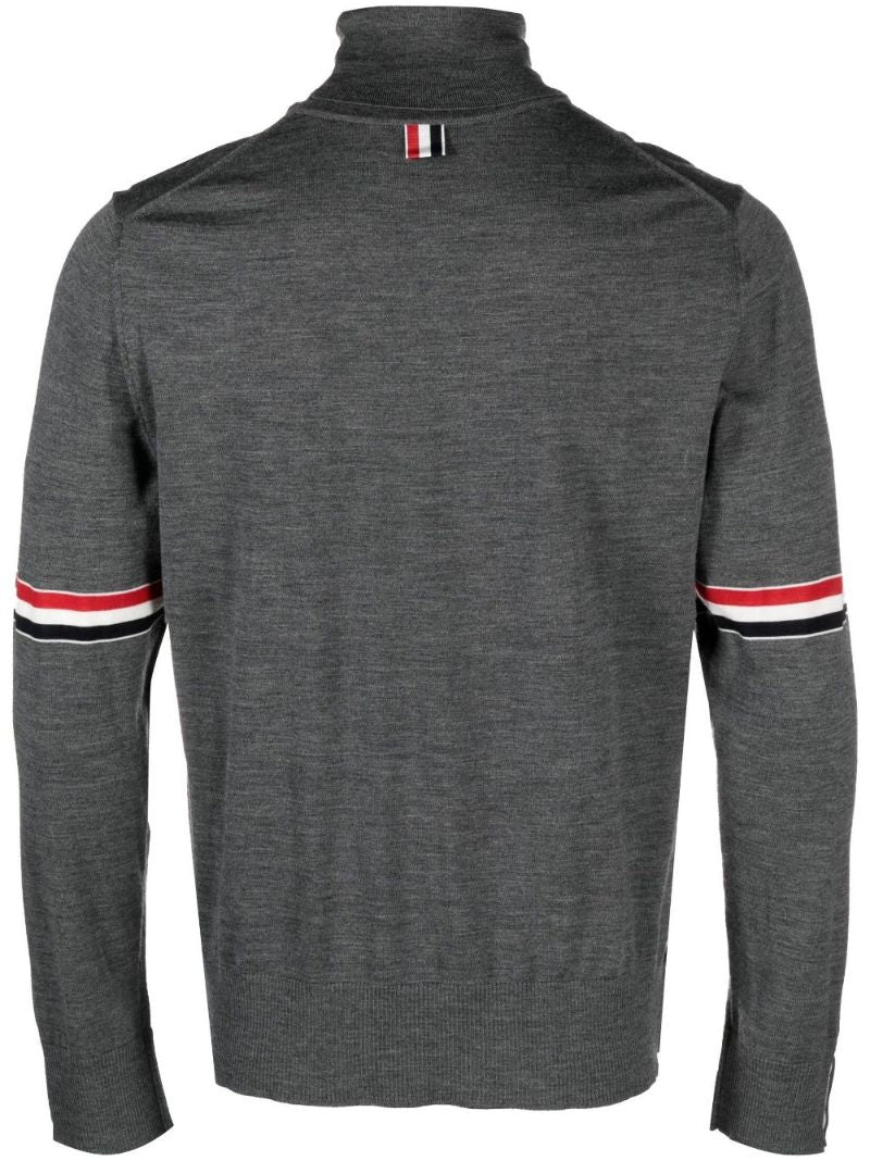 Grey 4-bar Merino Wool Turtleneck Sweater