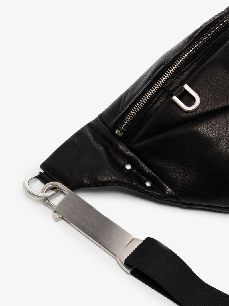 Black Panelled Leather Cross Body Bag