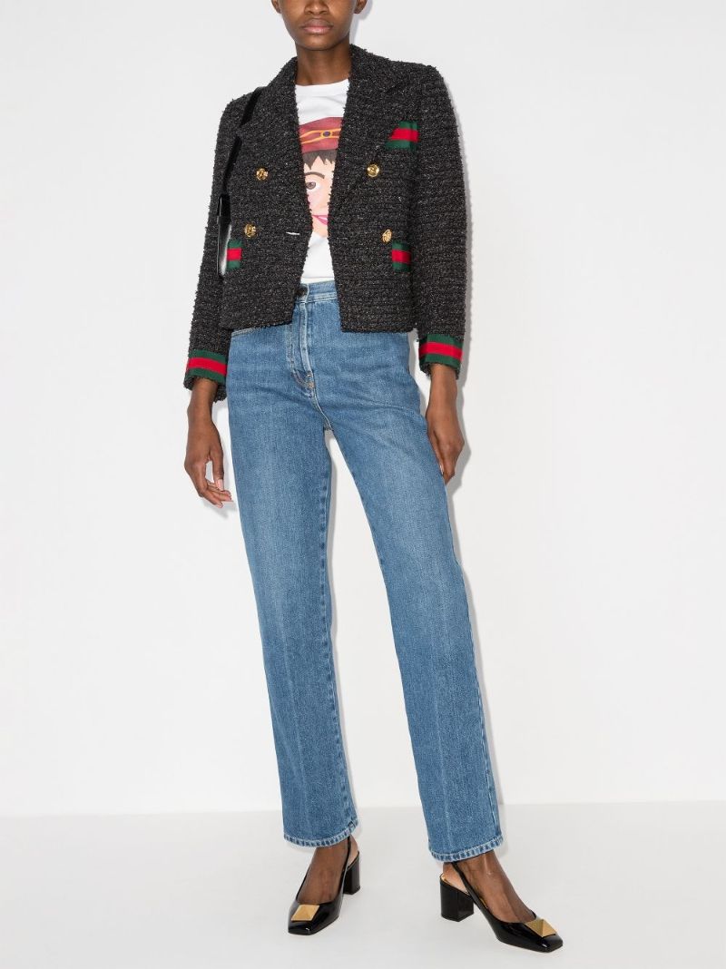 Black Double-breasted Tweed Jacket