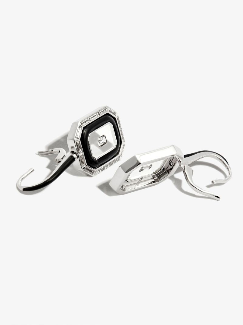 18k White Gold Universe Line Diamond Drop Earrings