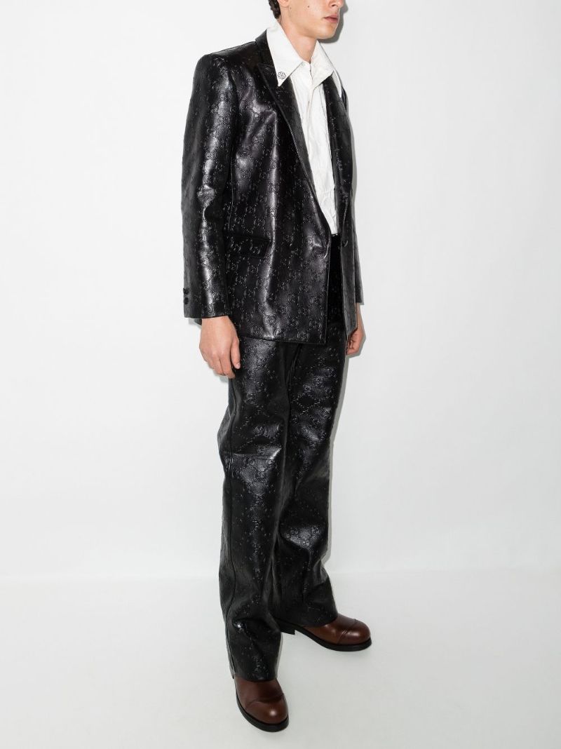Double-breasted Gg Leather Jacket