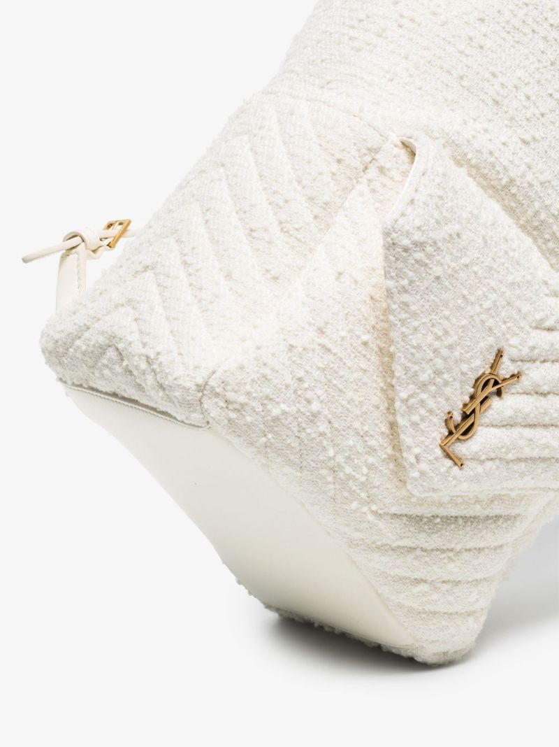White Joe Tweed BouclÃ_x0083_© Leather Backpack