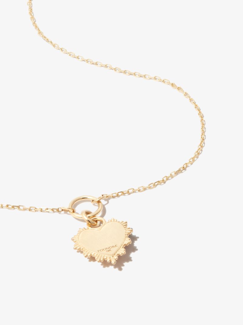 18k Yellow Gold L Initial Mini Heart Thread Chain Diamond Necklace