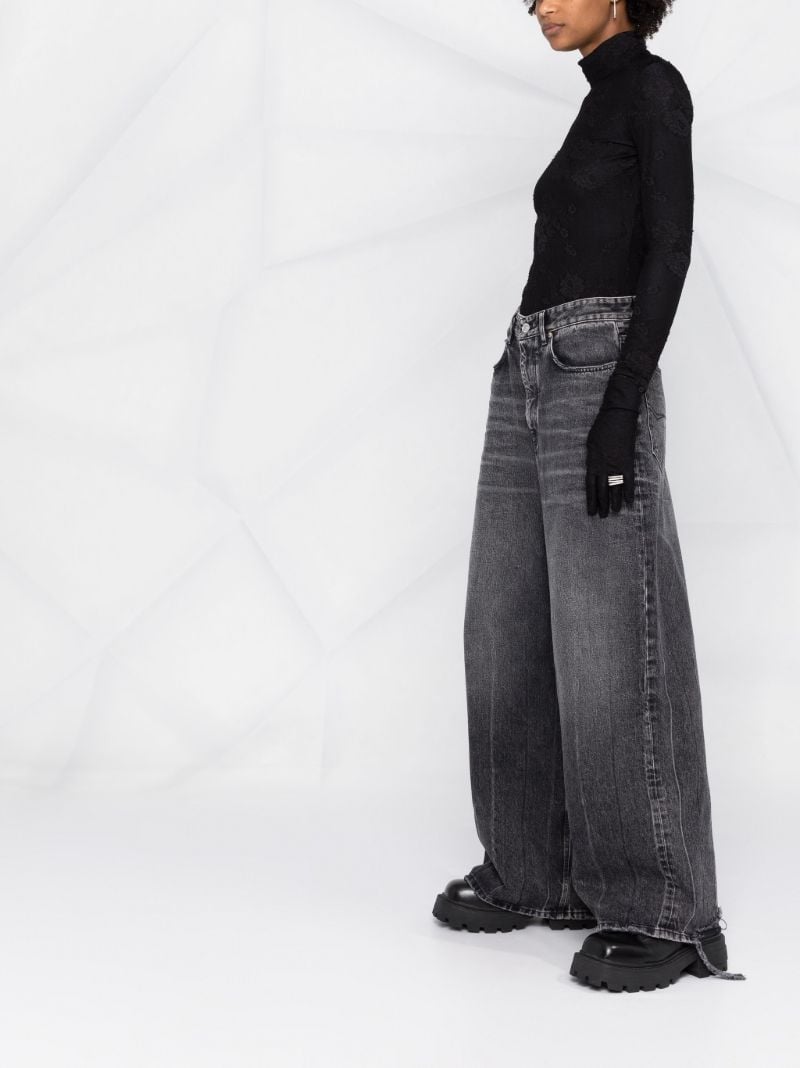 Black Mock-neck Lace Top