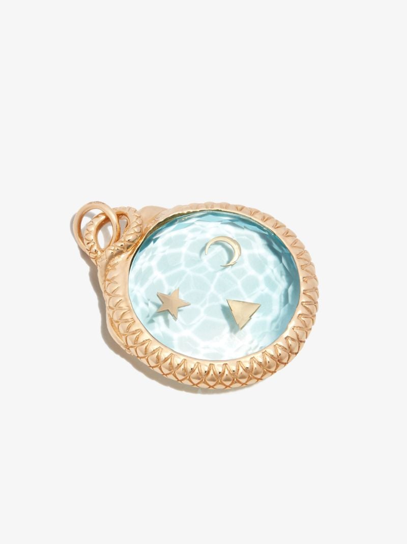 18k Yellow Gold Wholeness Large Sealed Gemstone Topaz Charm