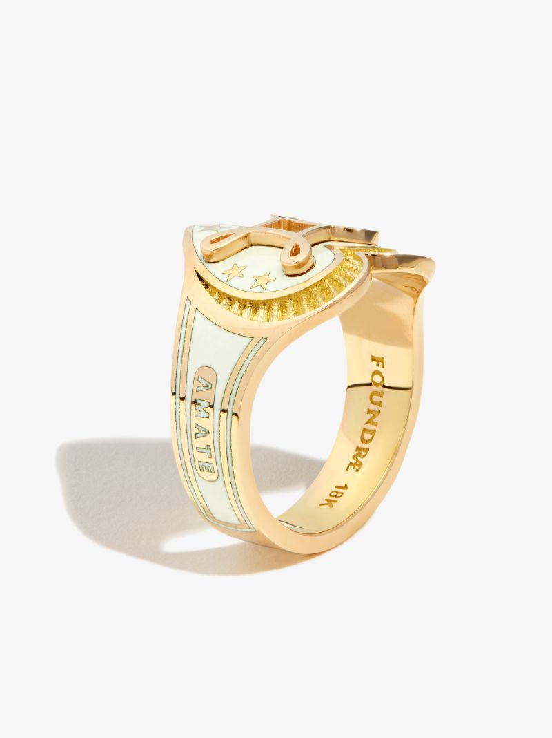 18k Yellow Gold True Love Cigar Band Ring