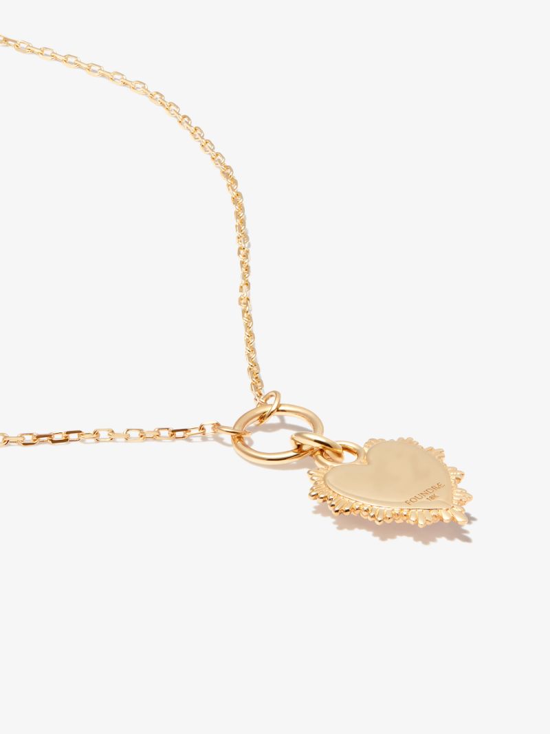 18k Yellow Gold Y Initial Mini Heart Thread Chain Diamond Necklace