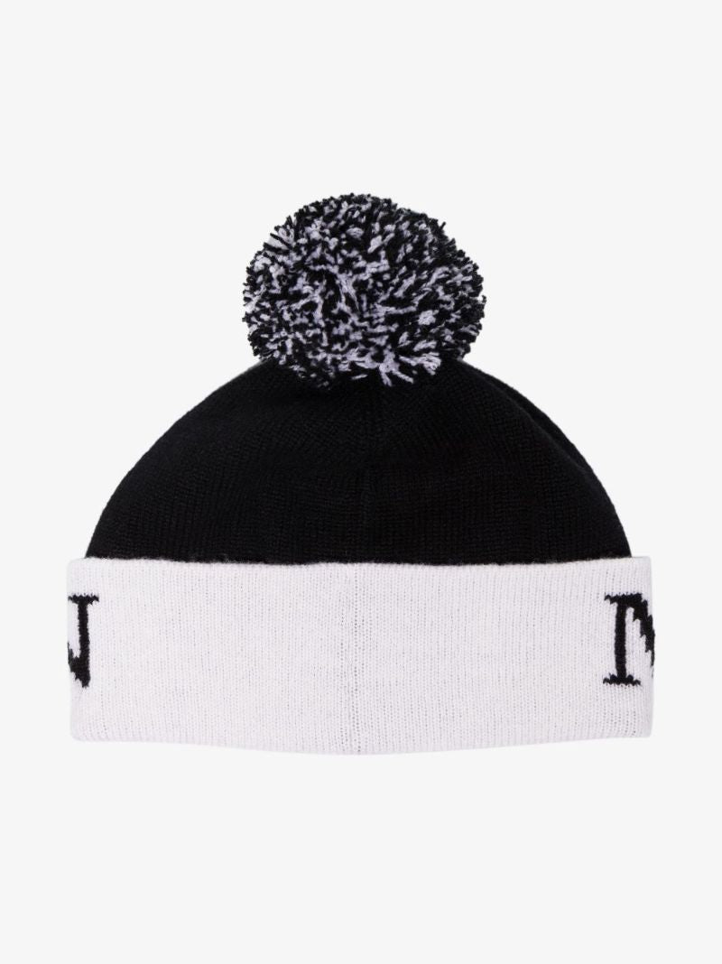 Black Logo Wool Beanie Hat