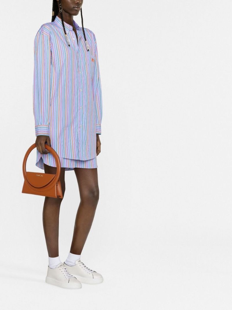 Blue Pegaso Embroidered Striped Cotton Shirt