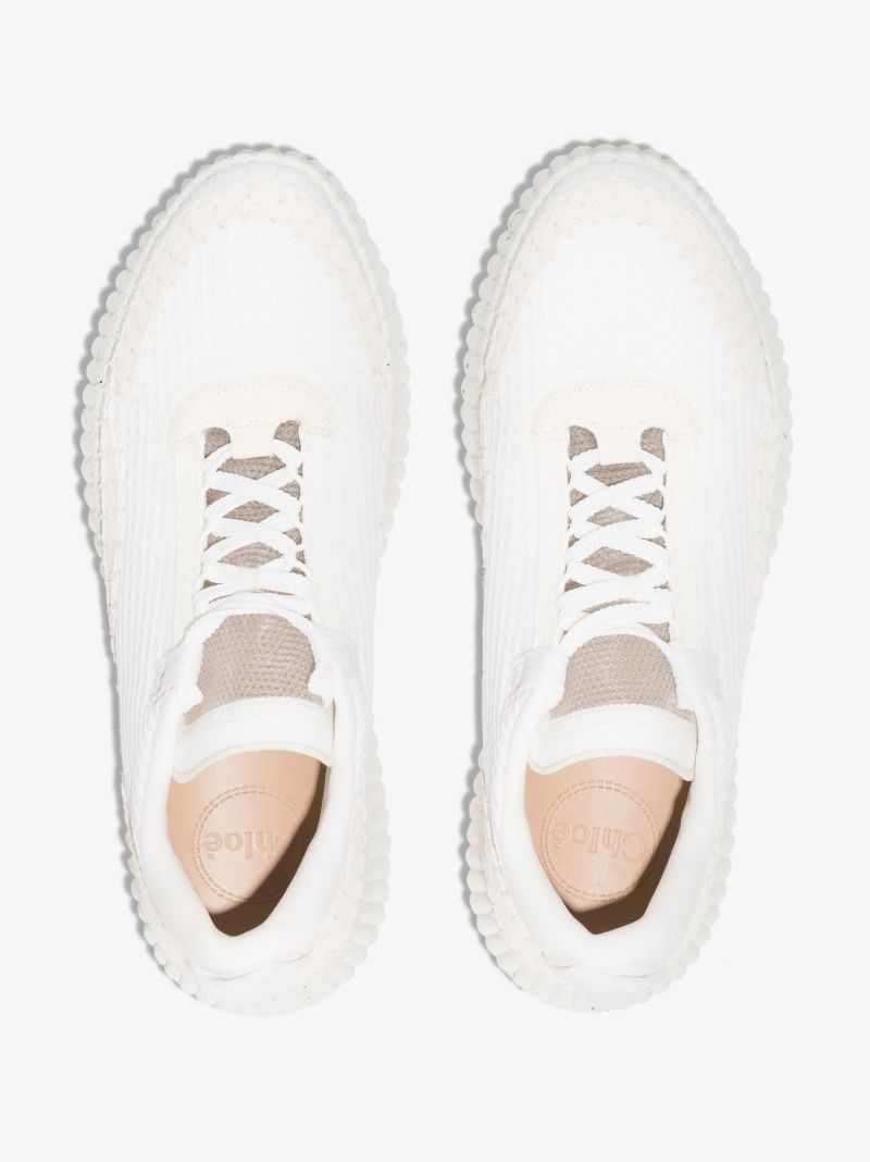 White Nama Platform Low Top Sneakers