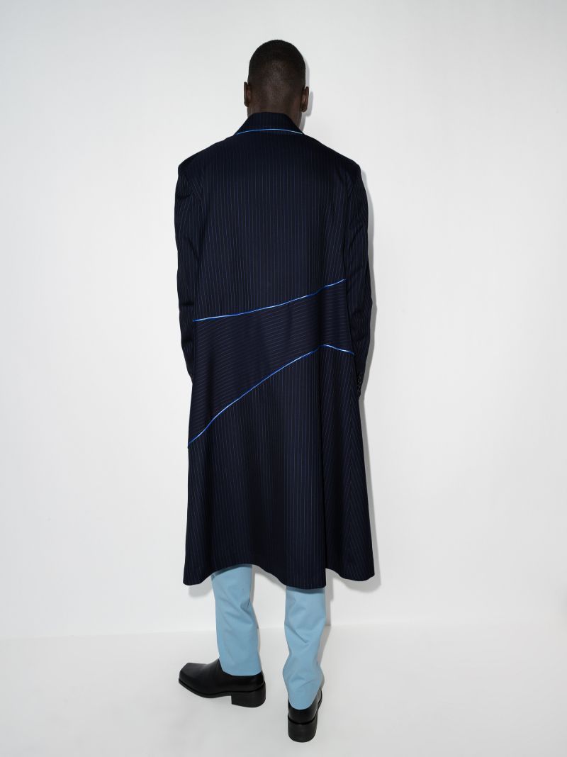 Pinstripe Single-breasted Wool Coat