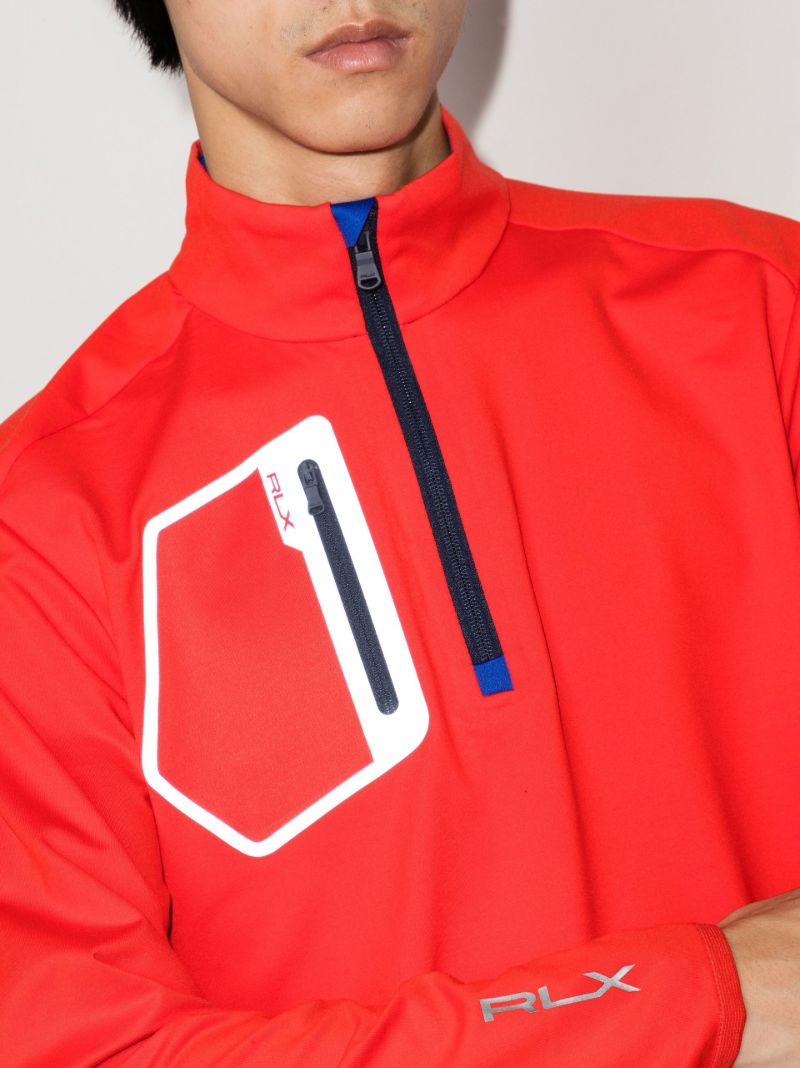 Red Half-zip Mock Neck Golf Sweatshirt
