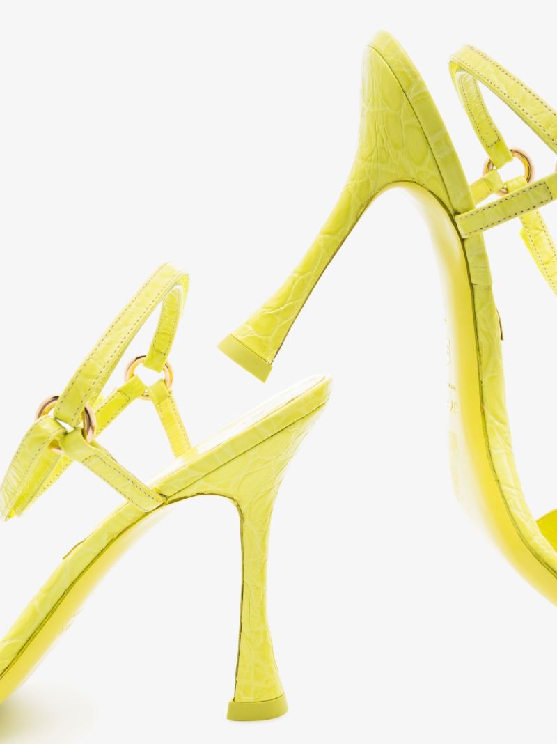 Green Mia 100 Mock Croc Leather Sandals