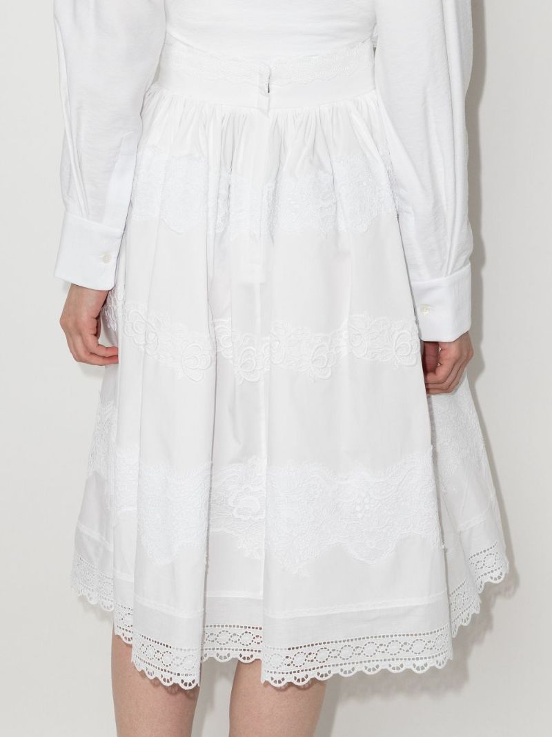 Floral Lace Flared Midi Skirt