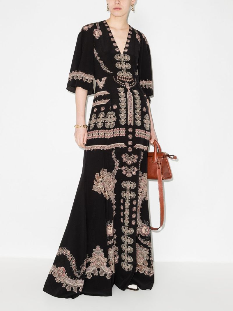 Burning Printed Silk Maxi Dress