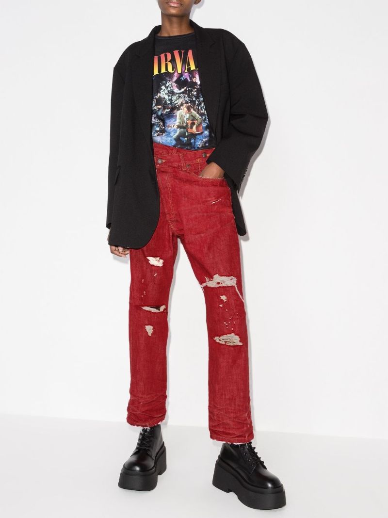 Crossover Asymmetric Distressed Jeans