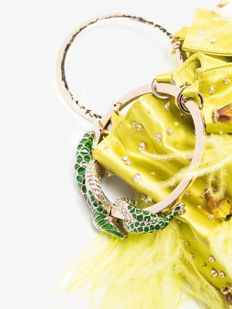 Green Feather Clutch Bag