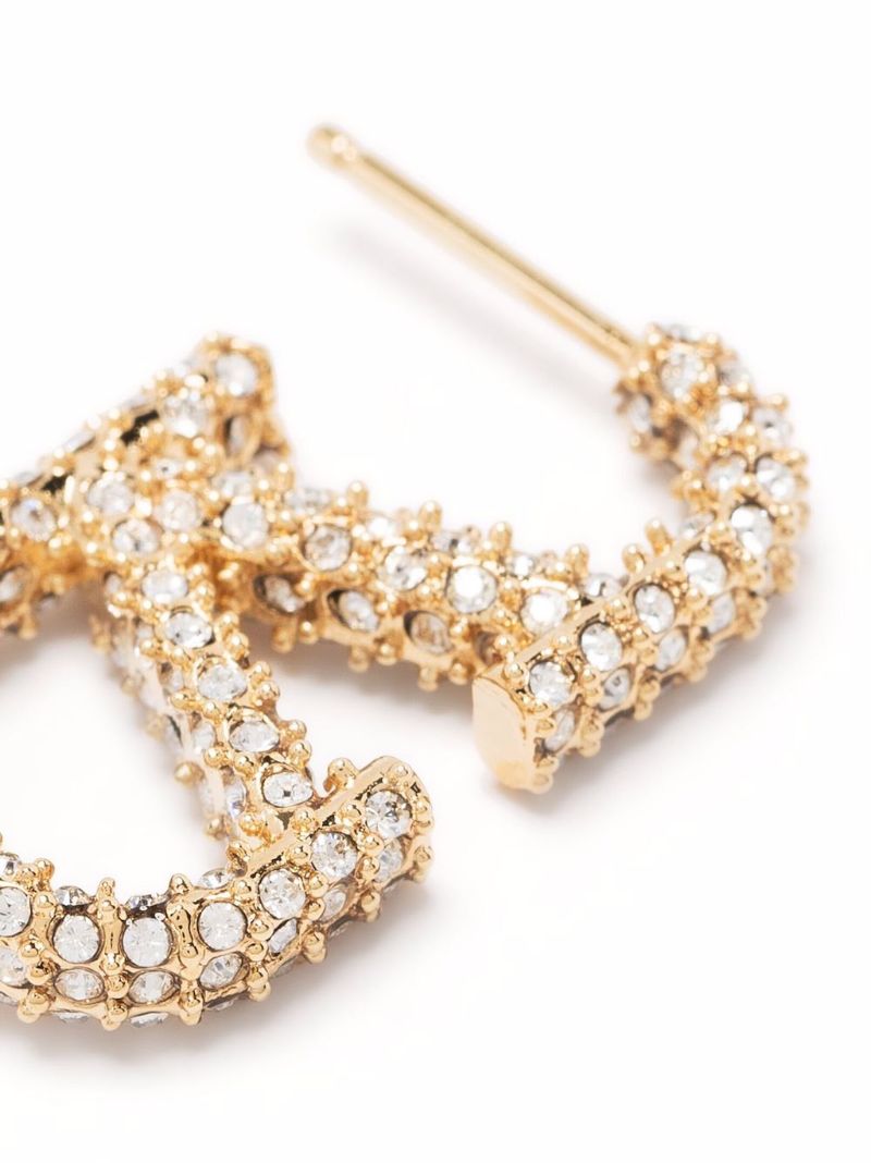 Gold-tone Vlogo Signature Crystal Drop Earrings