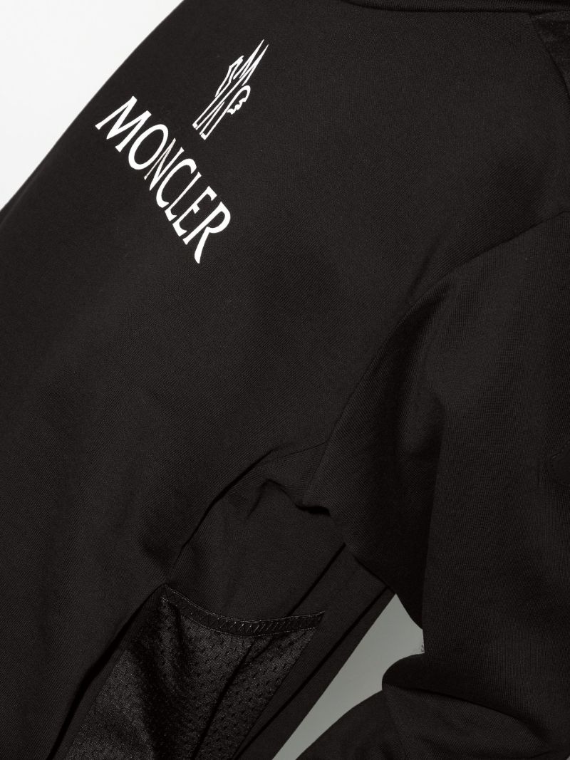 Black Logo Panelled Cotton Hoodie