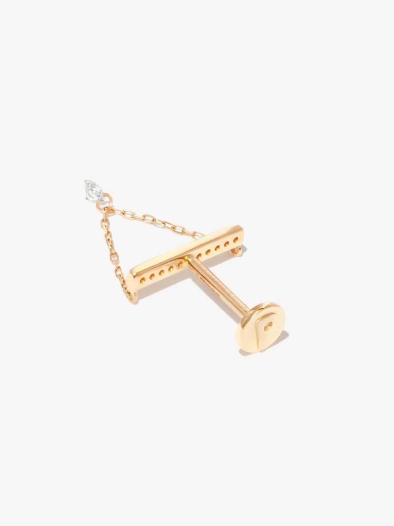 18k Yellow Gold Diamond Bar Drop Earring