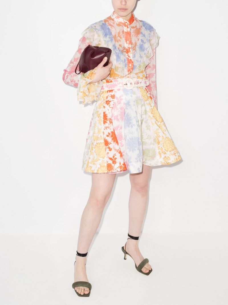 Postcard Pleated Mini Skirt