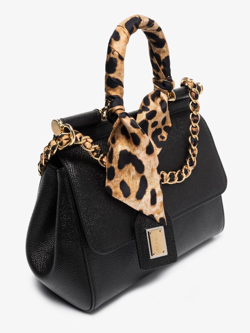 Black Sicily Small Leather Tote Bag