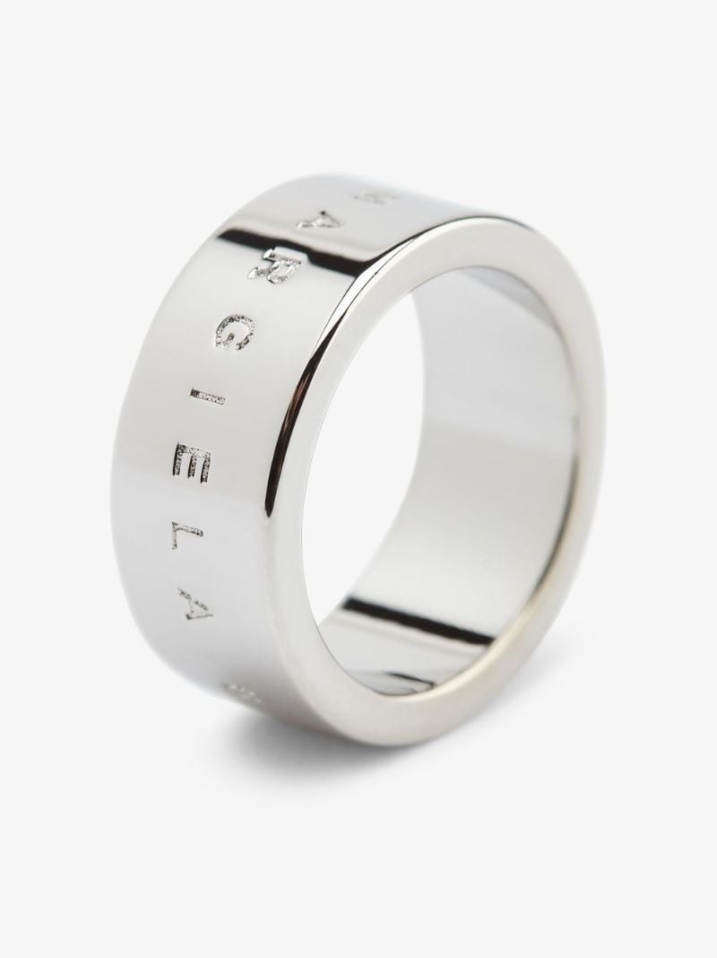 Silver Tone Logo Engraved Ring