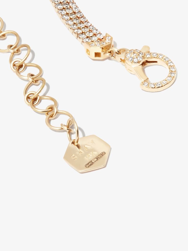 18k Yellow, White and Rose Gold 3 Thread Stack Diamond Choker Necklace