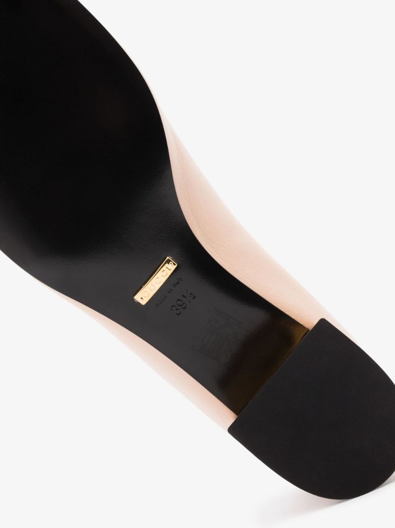 Pink Horsebit Leather Ballerina Pumps