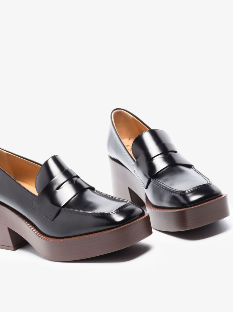 Black 75 Platform Leather Loafers