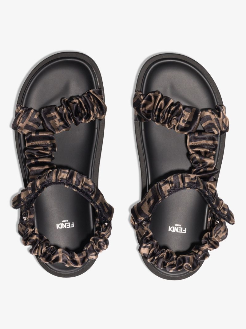 Black Jacquard Print Trekking Sandals