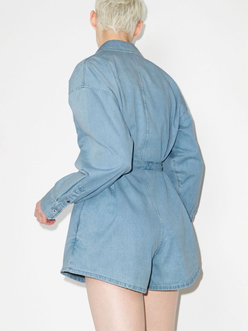Belted Logo Denim Playsuit
