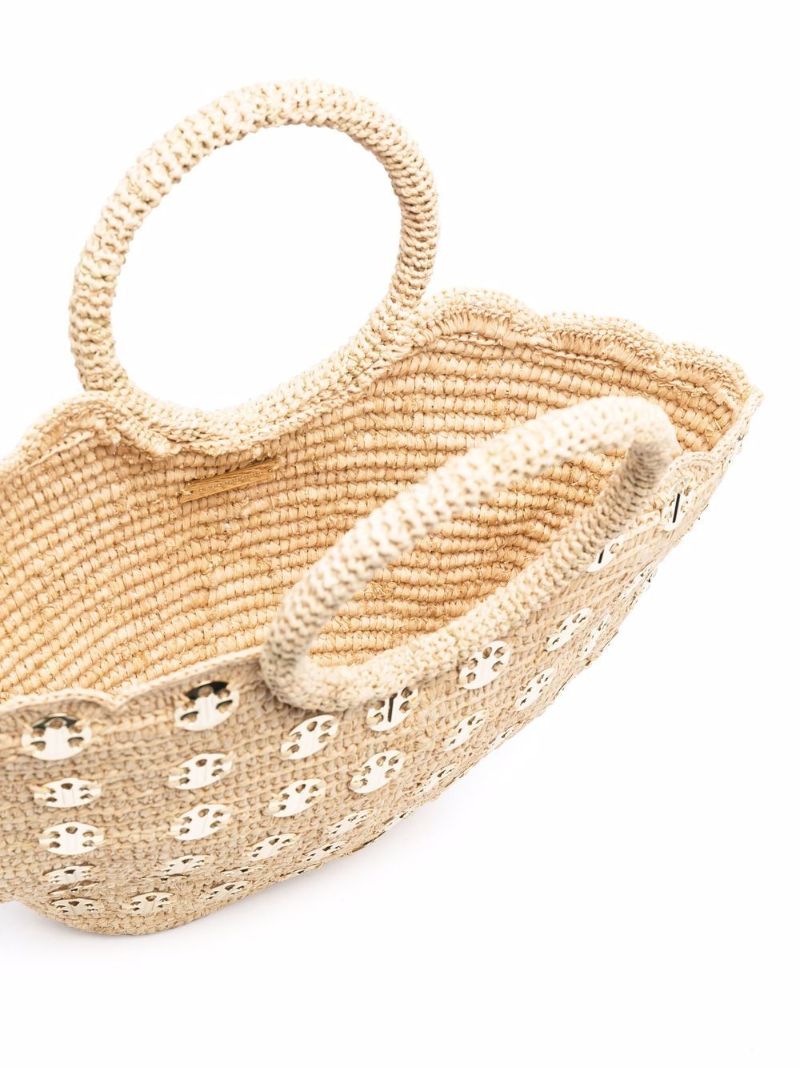 Neutral Chain-link Woven Straw Bag