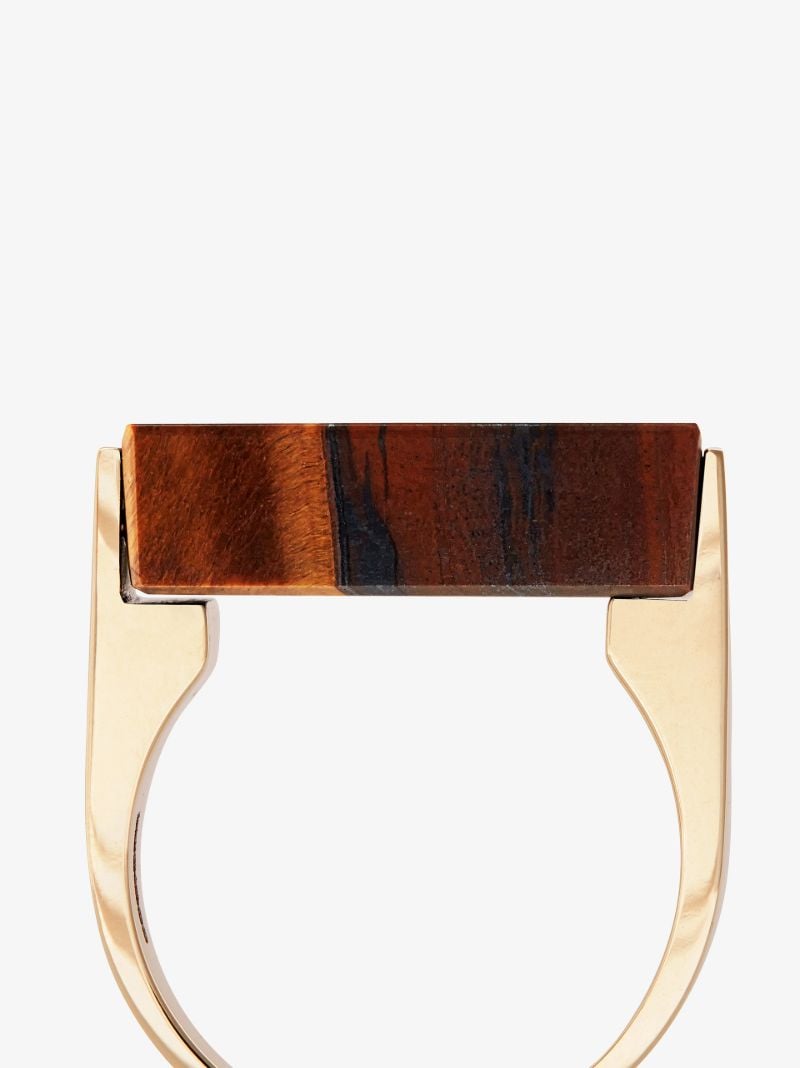 14k Yellow Gold Slogan Tiger's Eye Ring