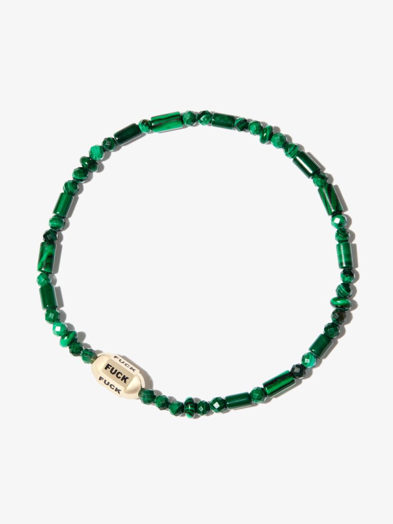 14k Yellow Gold Slogan Beaded Bracelet