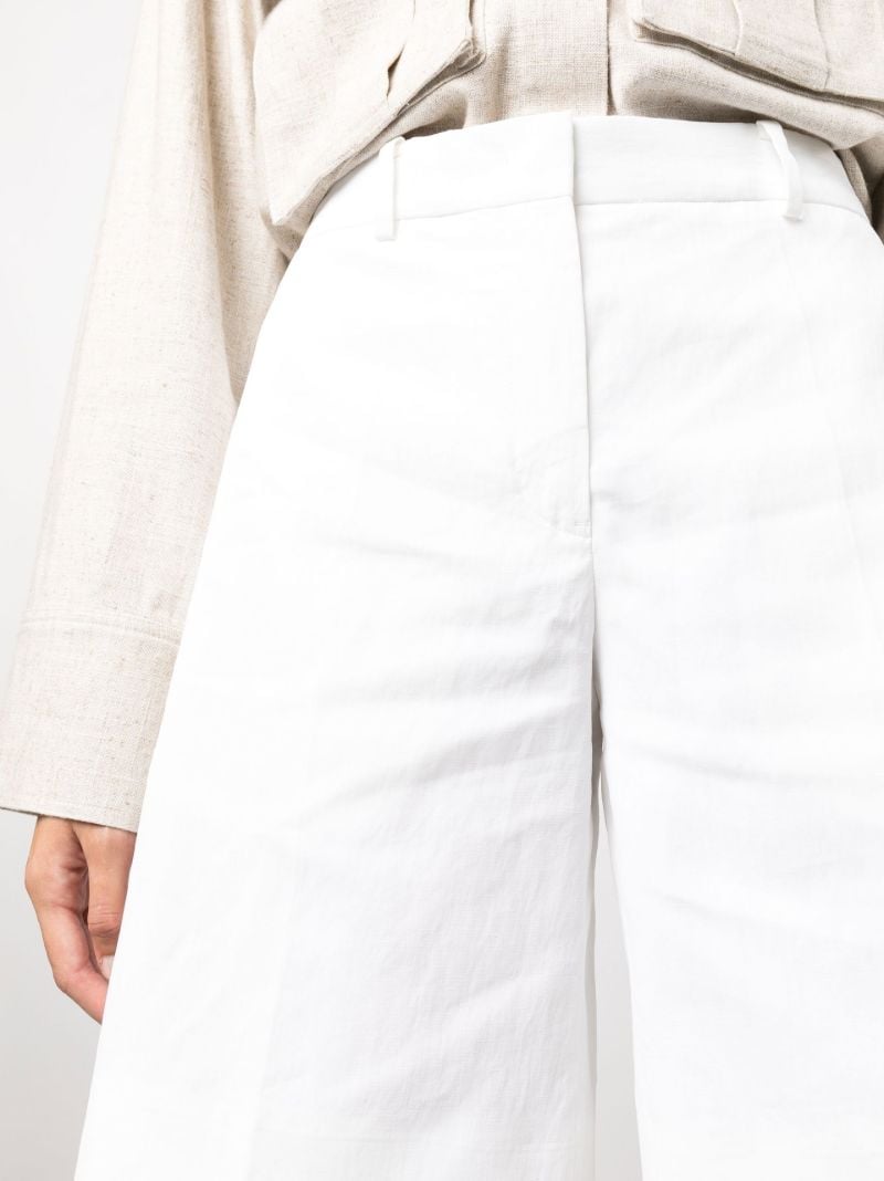 White Knee-length Tailored Linen Shorts