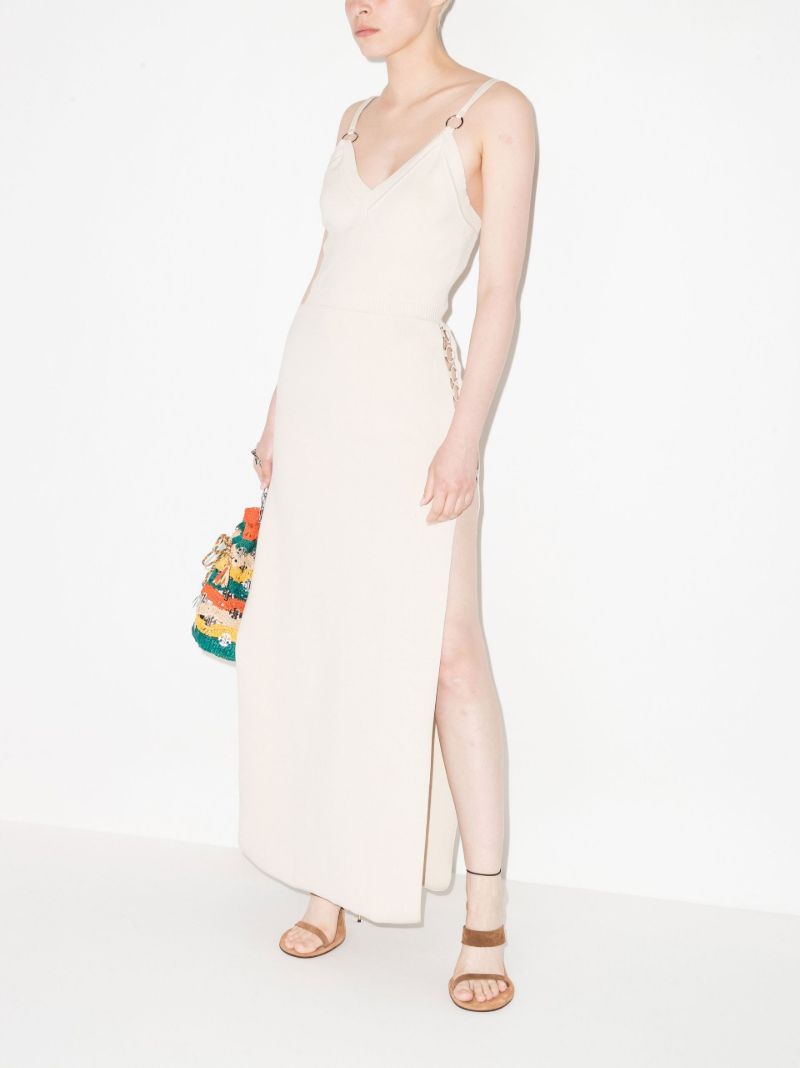 Neutral Ring Detail Knitted Midi Dress
