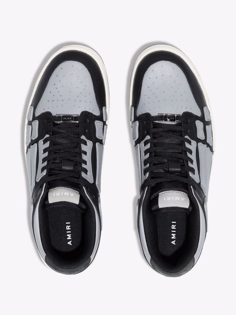Black and Grey Skel-top Low Leather Sneakers