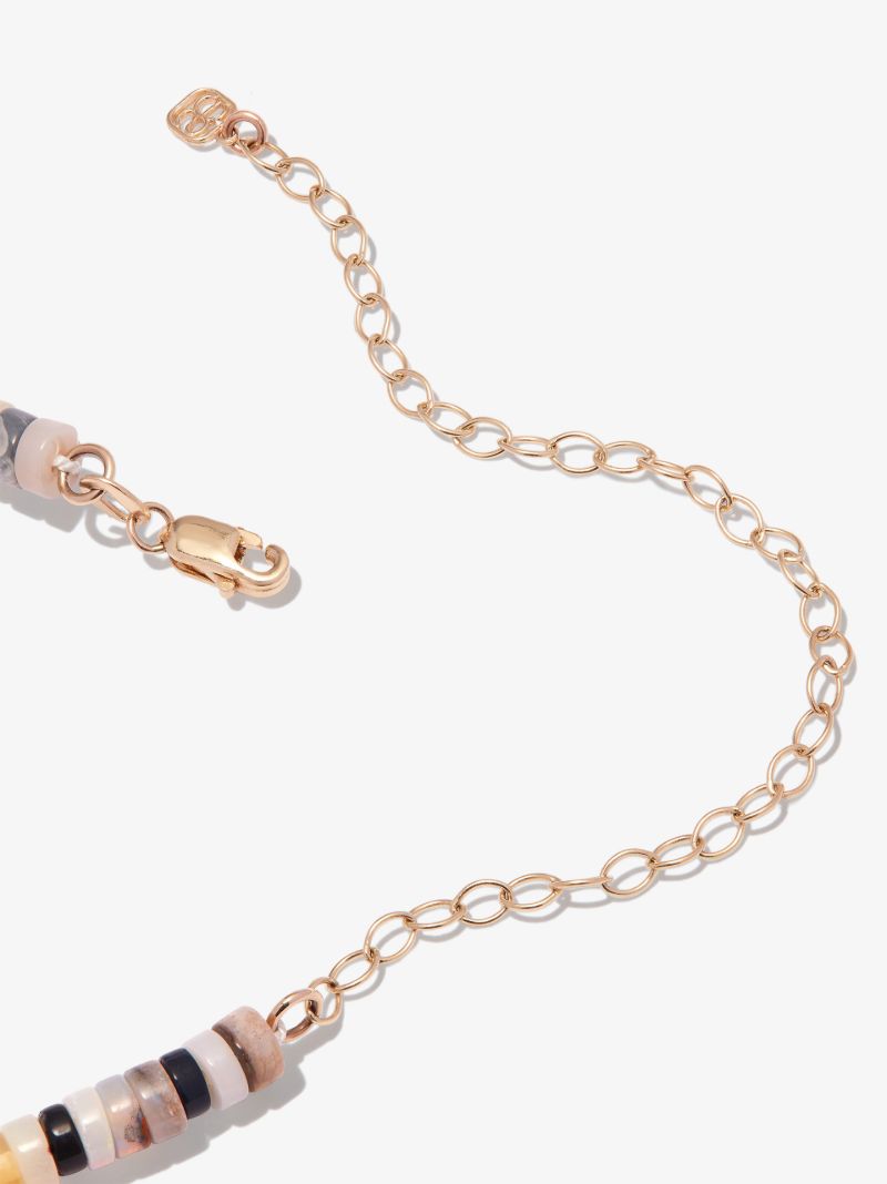 14k Yellow Gold Groovy Eye Beaded Diamond Necklace