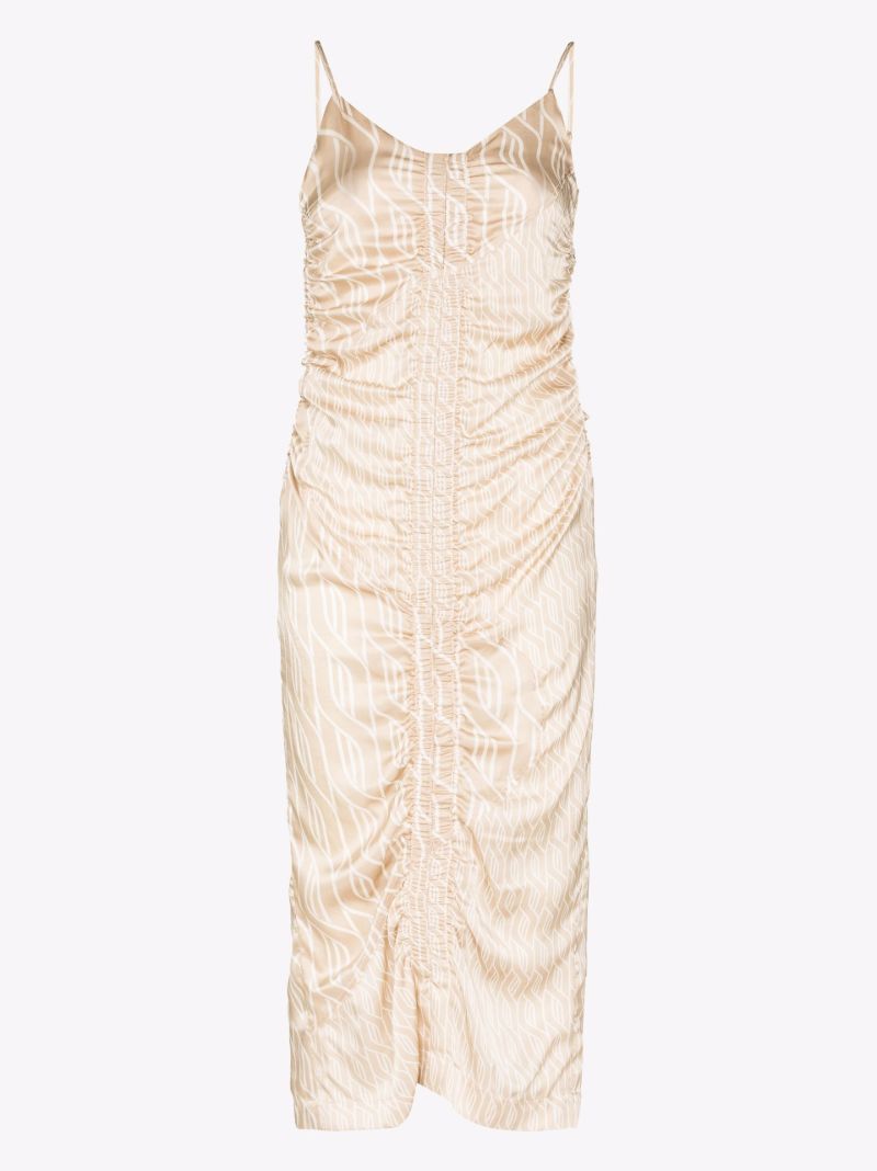 X Browns Focus Neutral Augusta Printed Silk Midi Dress
