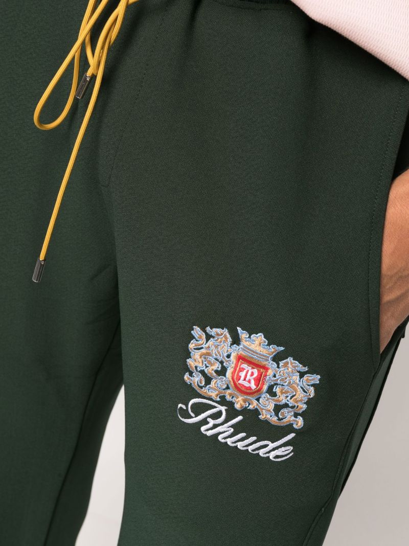 Green Embroidered Logo Track Pants