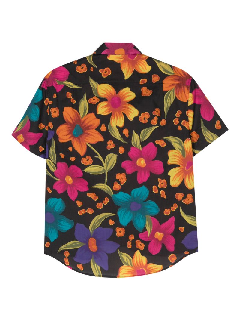 Black Floral Print Cotton Shirt