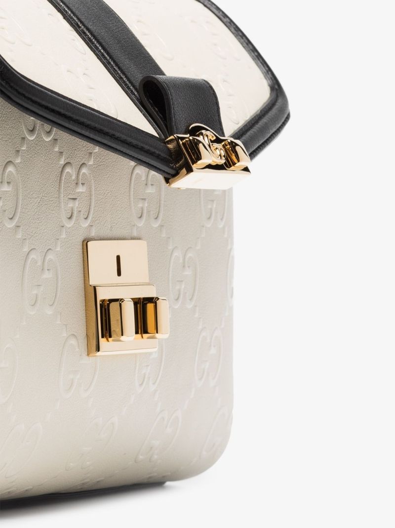 White Gg Leather Shoulder Bag