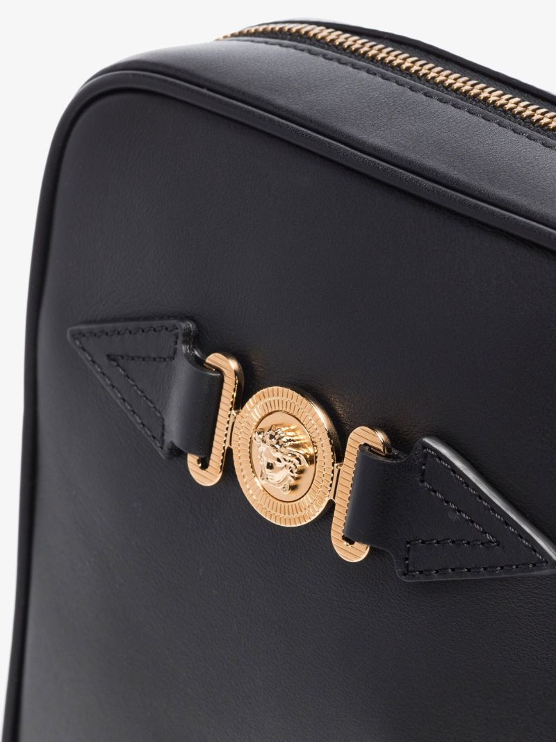 Black La Medusa Leather Cross Body Bag