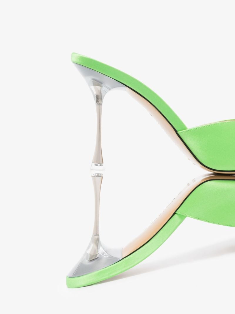 Green Double Bow 95 Satin Mules