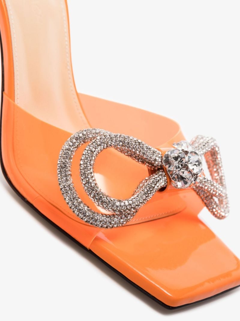 Orange Double Bow 95 Patent Leather Mules