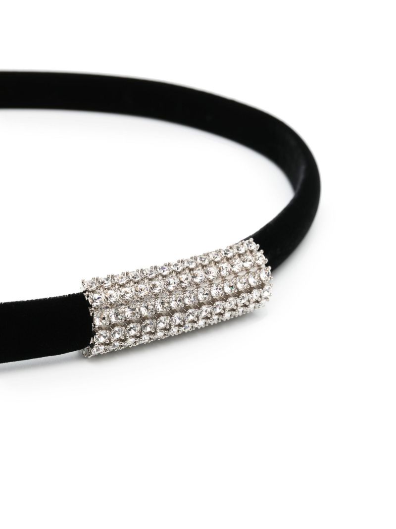 Black Tubular Rhinestone Velvet Belt