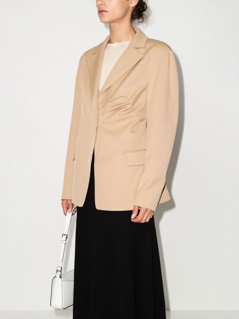 Neutral Cora Pleated Single-breasted Blazer